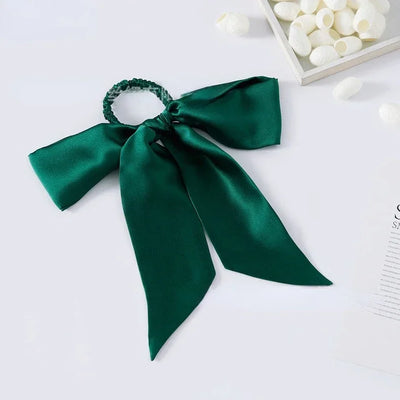 100% Mulberry Silk Hair Scrunchie Bow Long Ribbon