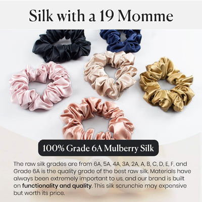 100% Pure Silk Hair Scrunchies Over-Sized 6CM