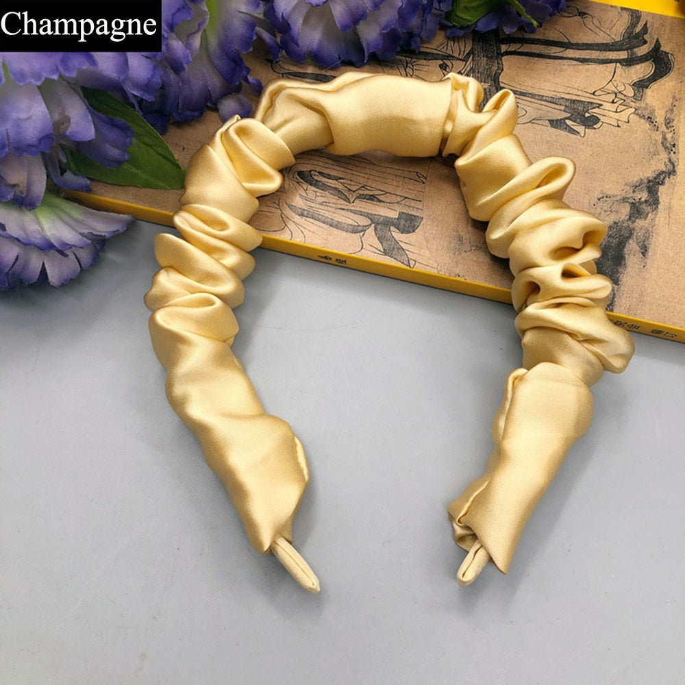 100% Mulberry Silk Ruffled Headband Crown