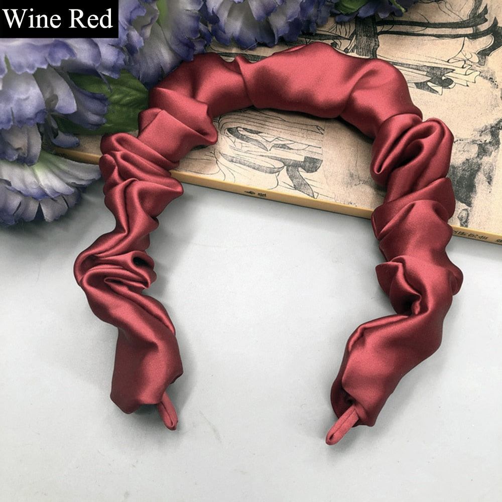 100% Mulberry Silk Ruffled Headband Crown