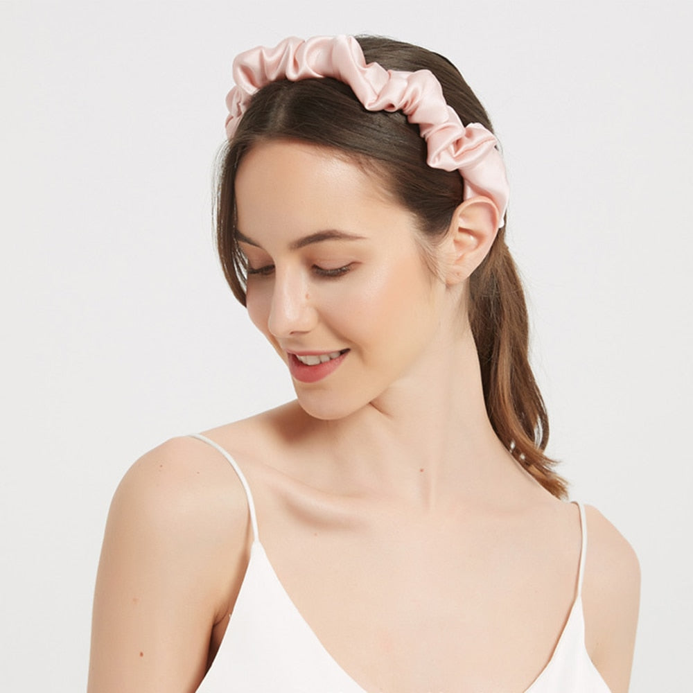 100% Mulberry Silk Ruffled Headband Crown