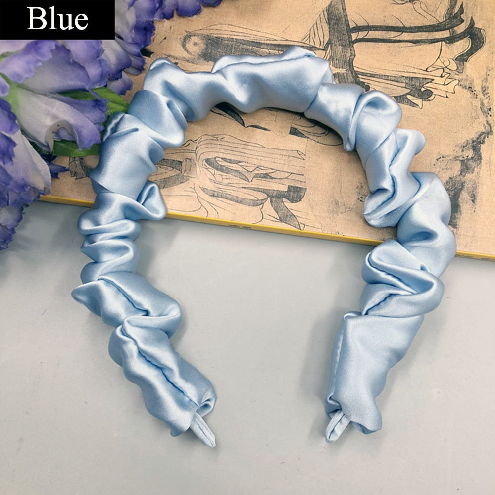 100% Mulberry Silk Ruffled Headband Crown