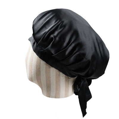 100% Mulberry Silk Bonnet Sleep Cap with Adjustable Ribbons